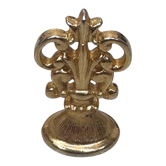 Antique Gold Fleur-De-Lis Wax Seal Stamp Set Brass Turtle Cross Woman Set Lot 3 - Picture 6 of 8
